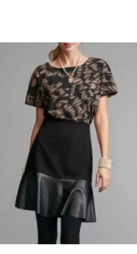 Cabi Flip Skirt Women's Size XL #3405 Faux Leather Ruffle Flounce - Picture 4 of 10