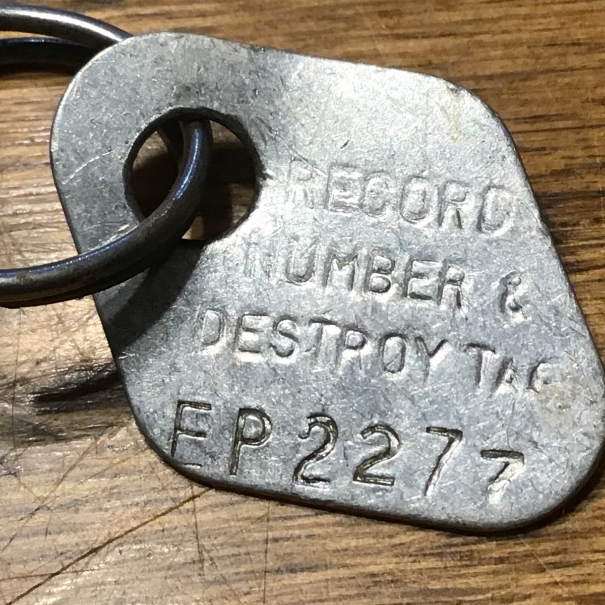 Vtg Automobile Record Number & Destroy Tag Car Key Identification