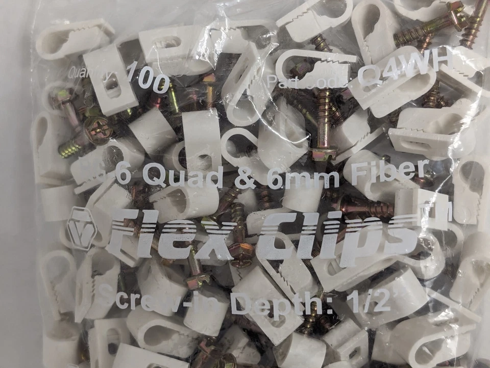 Telecrafter Products 700 Count RG-6 Quad Flex Clips Q4WH 1/2 Inch Screw In Depth - Image 4 of 4