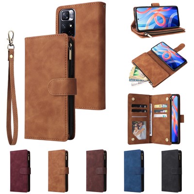 Für Xiaomi 12T Poco M4 Pro Redmi Note 11 12 Flip Leder Geldbörse Etui Abdeckung