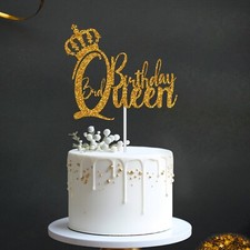 Personalised Crown Cake Topper Birthday Girl Glitter Party Age Decoration