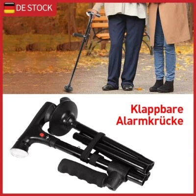 Klappbar Gehstock, Spazierstock Höhenverstellbarer Krückstock LED Licht Gehhilfe - Bild 1 von 4
