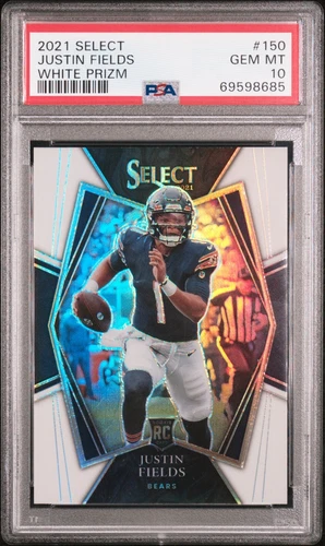 2021 Panini Select #150 Justin Fields White Prizm /35 Rookie RC PSA 10 GEM MINT