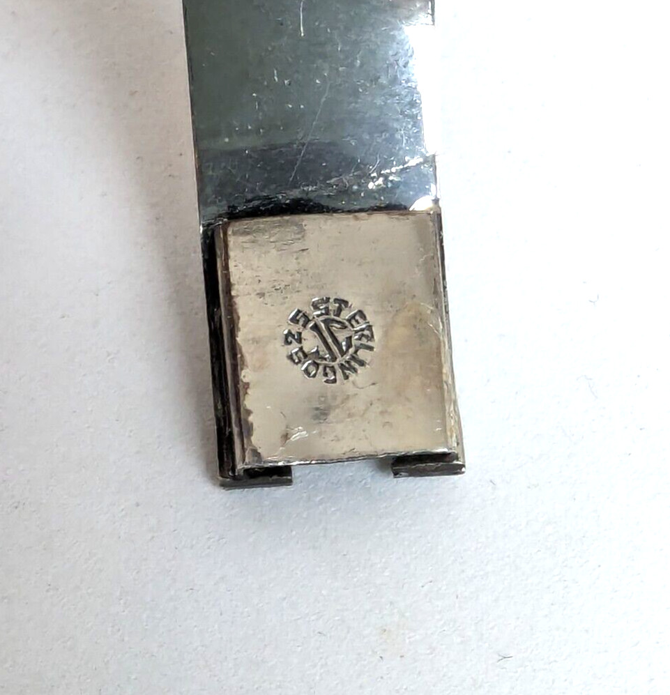 Mexican Sterling Silver Bracelet Etched 5/8" Wide Panel Link signed JC Eagle 4 View 6