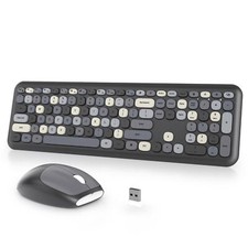 Typewriter Wireless Keyboard and Mouse Combo2.4G Office 104 Keys Full-Sized R...