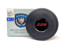 Vsw 9-bolt Standard Black Horn Button Red Camaro Z28 Emblem