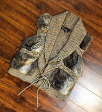 Boho Bohemian Urban Chic Faux Fur Sweater Layering Vest Sz Small 