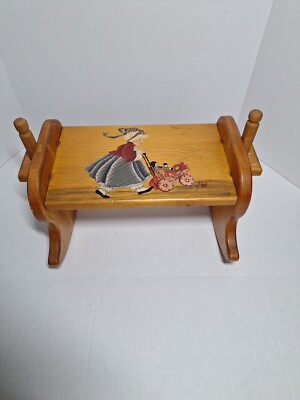 VTG Childs Wooden Rocker, Stool/ Chair, Little Girl Theme, Hand Painted 