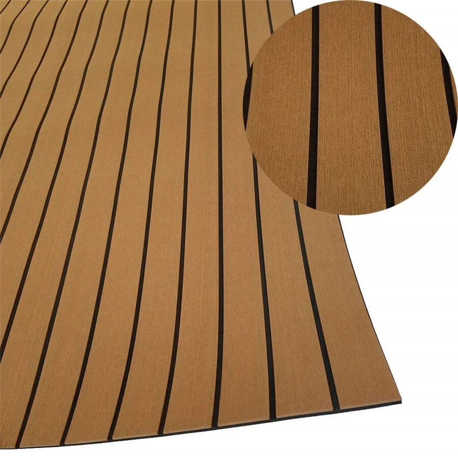 Alfombra autoadhesiva 240x45 cm de espuma EVA de teca para bote yate alfombra para terraza Foto 3 de 4