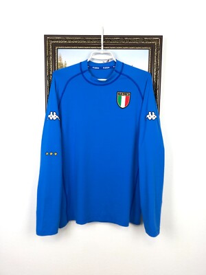 Italy Home football shirt 2000 Soccer Long Sleeve Kappa Blue Maglia Mens Sz 2XL