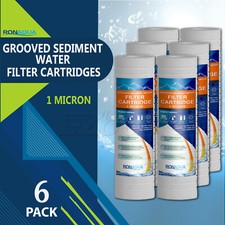 6 Pack Grooved Sediment 1 Micron Water Filters Cartridge 2.5" x 10"