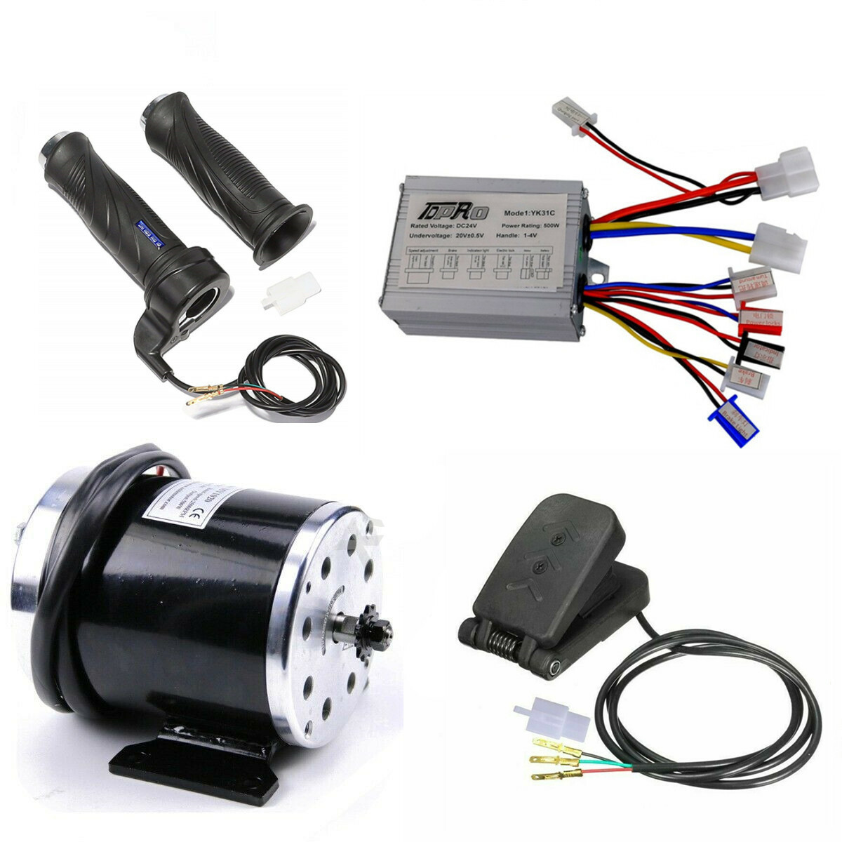 4WD 1000W Motor-Kit Mit 4 Bürstenmotoren 75RPM & Controller – Für Wagen, Rasenmäher, Schubkarre – Max. 300kg