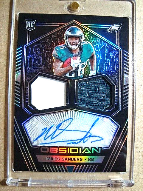2019 Miles Sanders Obsidian Etch Silver Rookie Autograph Jersey/Patch RC /150 🔥