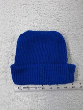 Beanie Toque Youth Boys One Size Blue Knit Winter Snow Ski Warm Polyester Blend