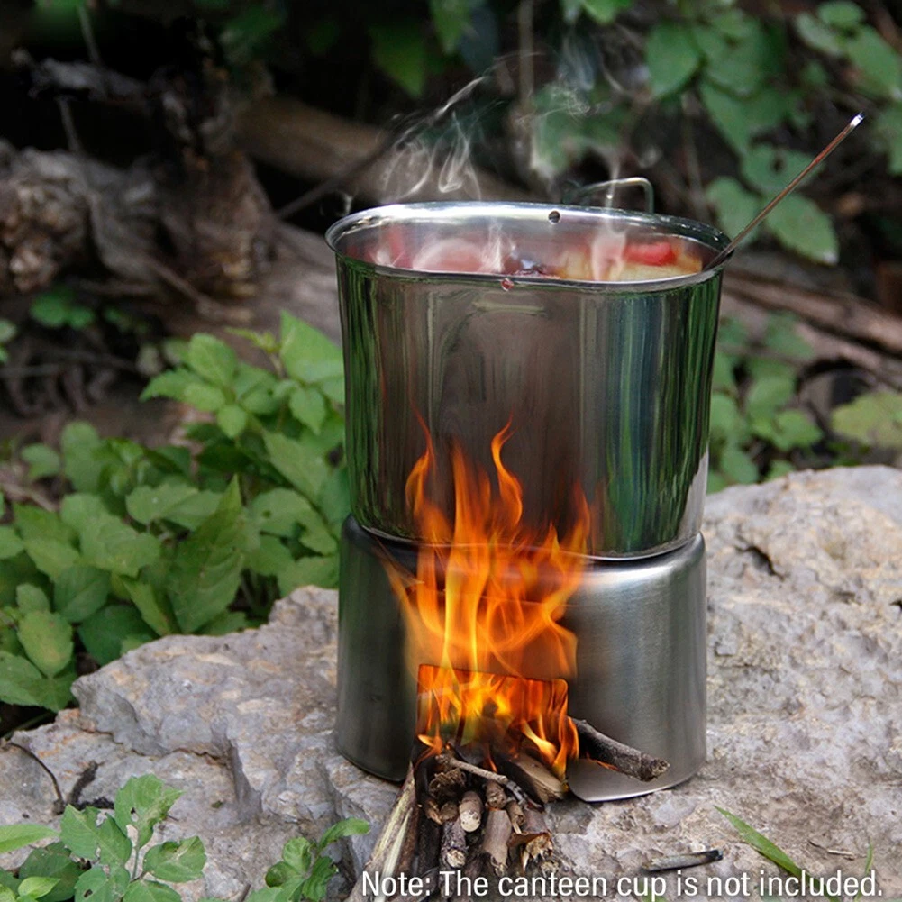 Portable and Durable Stainless Steel Wood Burning Stove Cup Stand for  Camping | eBay