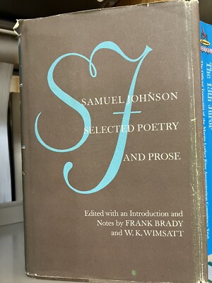 Samuel Johnson : Selected Poetry and Prose by Frank Brady (1978, Hardcover)