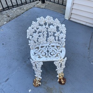 Victorian Pair Cast Iron Grapevine Leaves Garden Chairs