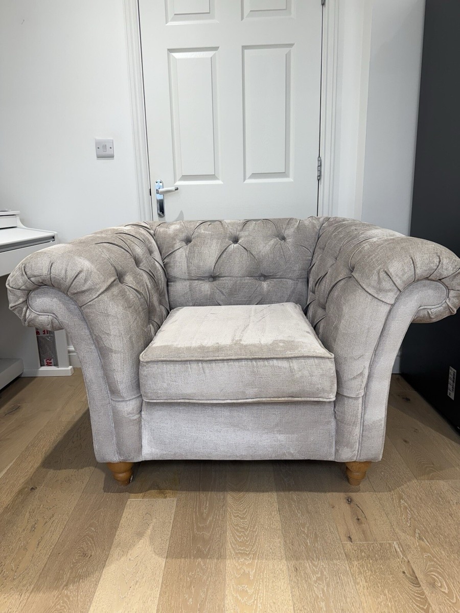 Light Grey Next Gosford Snuggle Chair NEXT CHESTERFIELD UPHOLSTERY