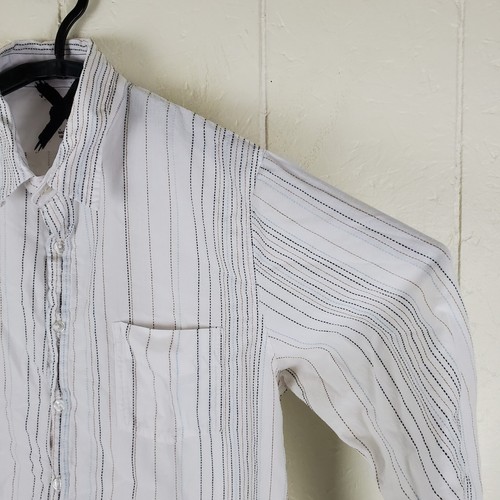 Billabong Shirt Mens Medium White Stripe Button Up Collared Pocket Long Sleeve - Picture 4 of 17