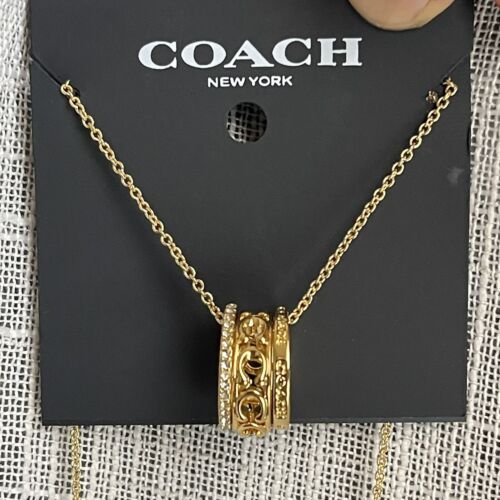 COACH Monogram Necklace Gold tone
