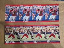 1990 NFL Pro Set New England Patriots Ray Agnew 4-card uncut panel