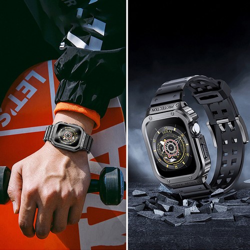 Rugged Military Metal Case+TPU Band Strap For Apple Watch Series 9 8 7 6 5 4 SE - Picture 12 of 16