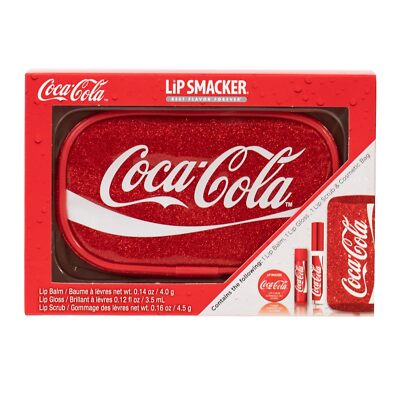 Lip Smacker Coca Cola Holiday Gift Bag- Gloss, Scrub, Balm Classic Coca-Cola 4pc