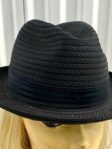 Mens Vintage Black Nylon Crusher Hat Med. - Picture 2 of 8