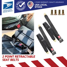 2 Set Safety 2 Point Retractable Car Bus Seat Lap Belt Adjustable Kit Universal