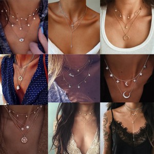 Boho Elegant Multilayer Pendant Necklace For Women Geometric Chain Jewelry Gift Boho Elegant Multilayer Pendant Necklace For Women Geometric Chain Jewelry Gift