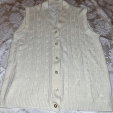 Vintage Ivory Knit Sweater Vest Medium