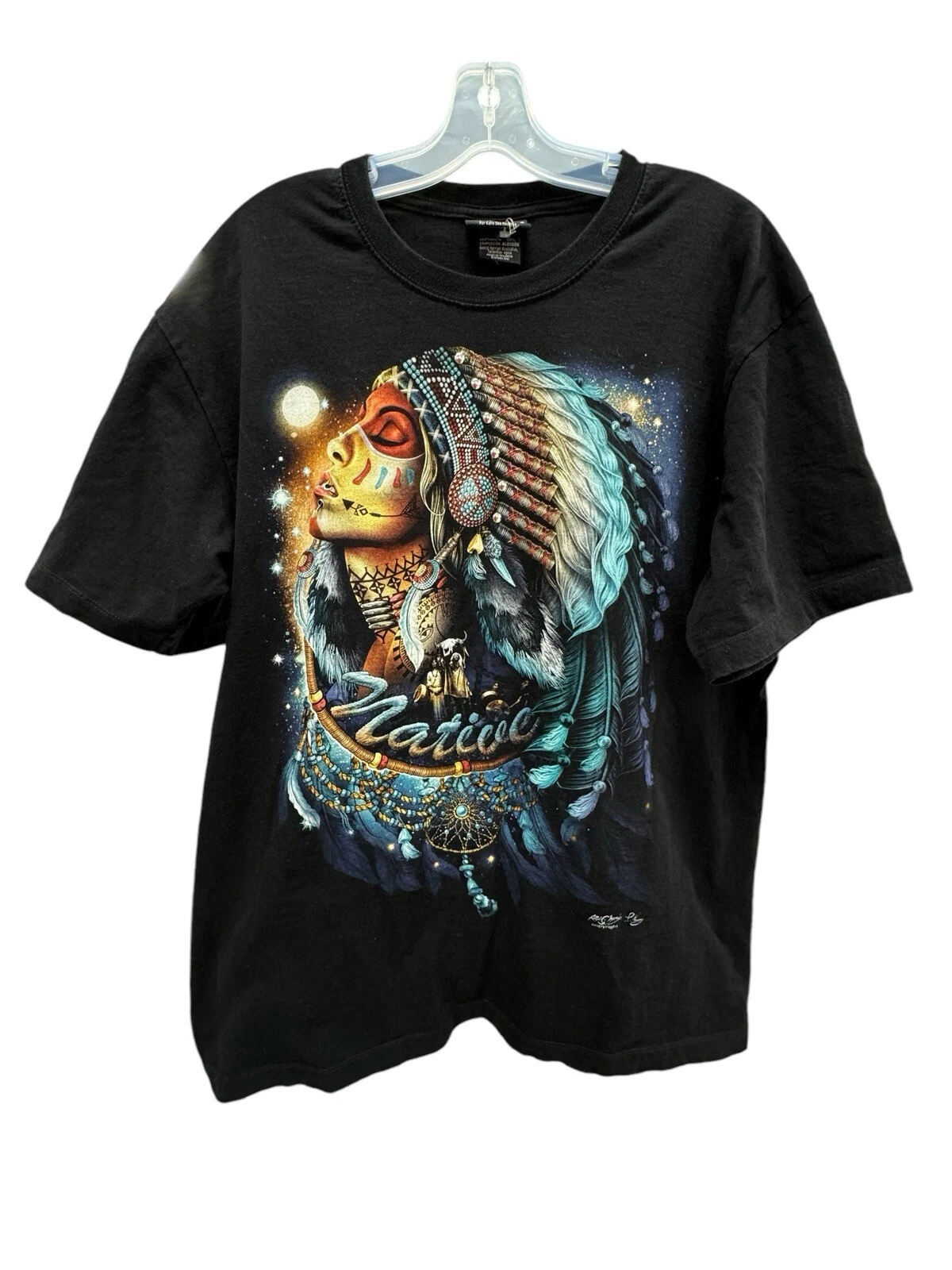 T-Shirt Black 3D Rock Chang Original Native Girl Unisex XL EUC