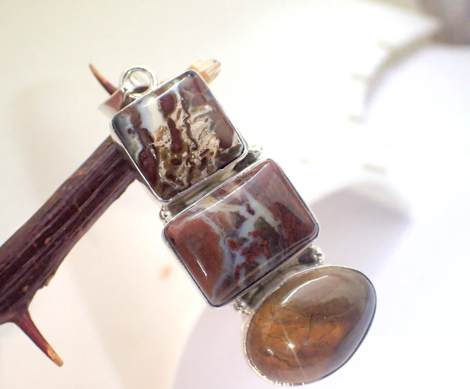 Wedding Gift For Her 925 Sterling Silver Natural Boulder Opal Gemstone Pendant - Image 4 of 4