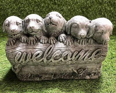 Beton Welpen Willkommen Schild Garten Deko Frostgeschützt