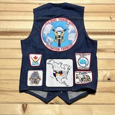 Vintage Wrangler Denim Gold Wing Motorcycle Vest Patches Pins Size M