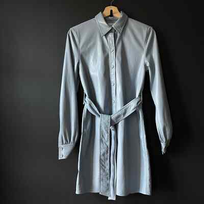 aritzia leather dress Wilfred Caroline Vegan Shirt in Blue Dune Size 2XS sku_355446