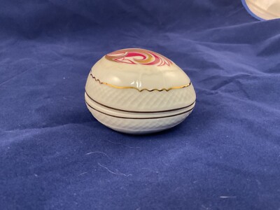 czech white porcelain egg shape trinket box
