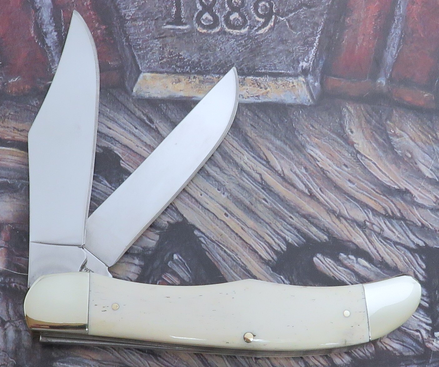 German Bull Knife Folding Hunter Knife Genuine Natural Bone Handles NIB