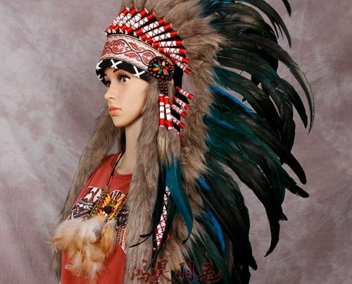 Indian Headdress Chief Feather Bonnet 