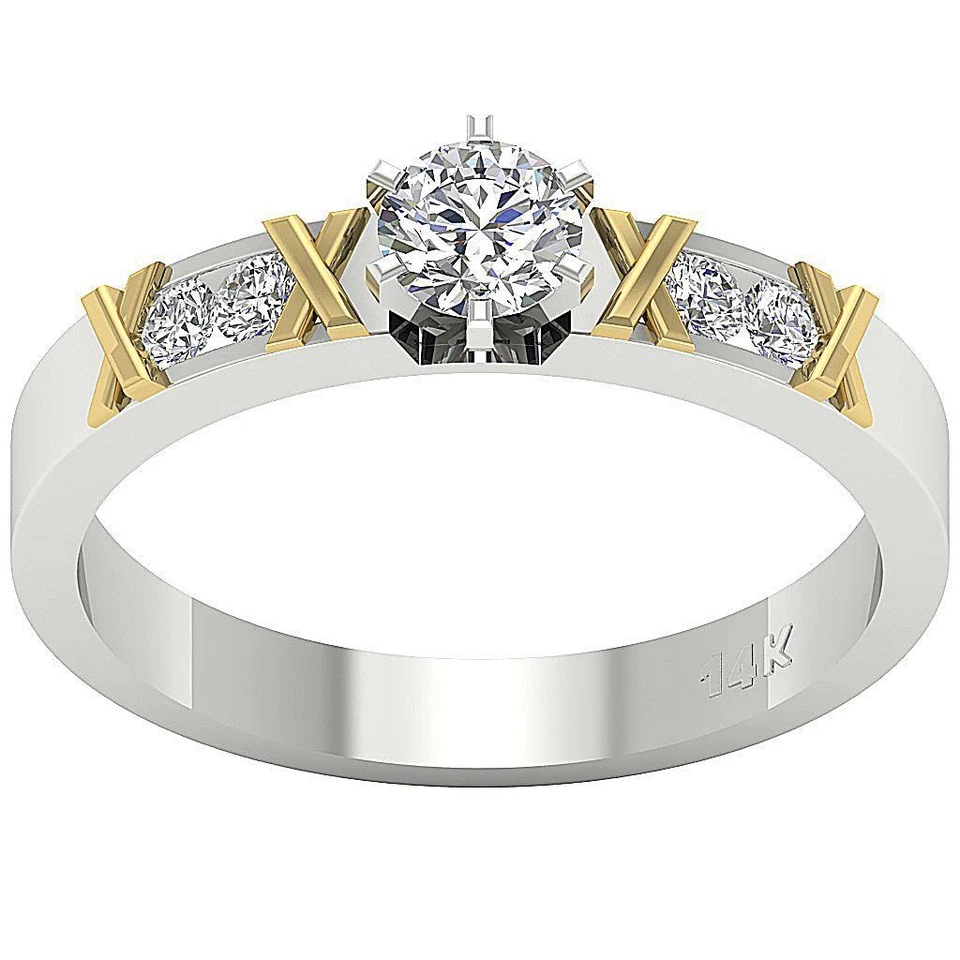 10K Two-Tone Gold Bridal Ring Set For Women VS F 0.90 Carat Lab Grown Diamond - Image 4 of 4