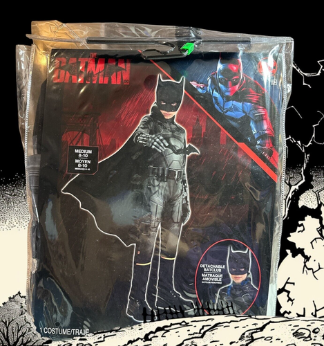 DC The Batman Halloween Costume w/ Detachable Batclub Child Size Medium 8-10 NEW
