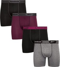 REEBOK MEN'S PACK 4 - 221 WINE BRICK - MEDIUM - UNDERWEAR X4 BOXER BRIEF P71