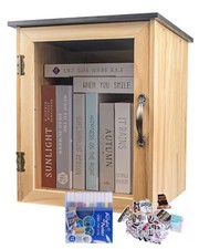 Little Library Box Outdoor Book Storage, Wood Cabinet Book Holder for DIY Art