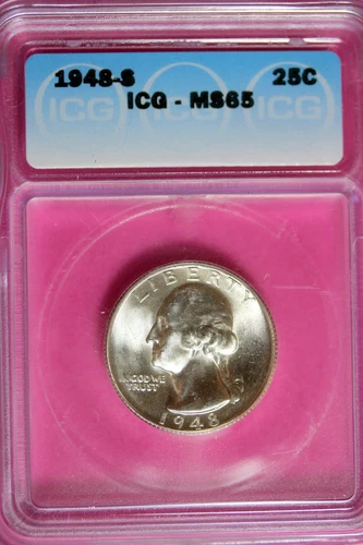 1948 - S ICG MS65 WSHINGTON QUARTER!!  #B28795
