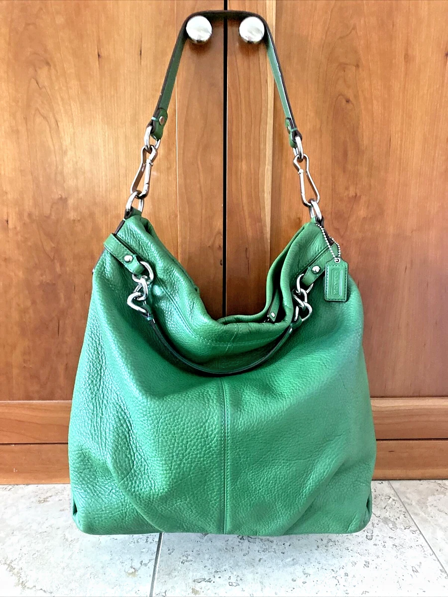 COACH Brooke Handbag Shoulder Bag Kelly Green Pebbled Leather F16618