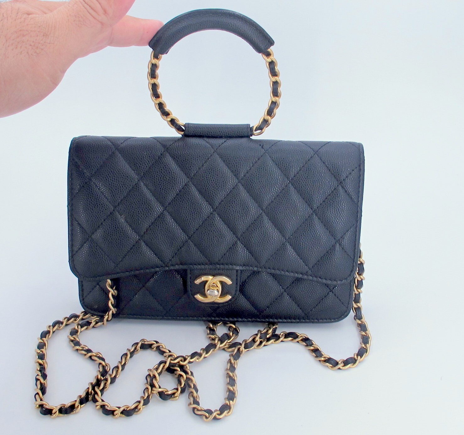 CHANEL Authentic "Loop Around Chain" Small Caviar… - image 12