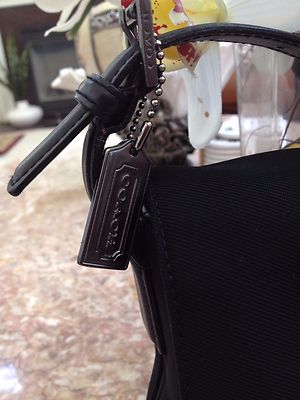 COACH 7413 BLACK TWILL / LEATHER MERCER SHOULDER HANDBAG EUC | eBay