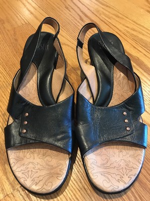 Söfft Sofft Clogs Keilabsätze Slingpumps Leder Schwarz High Heels Damen Schuh Sz