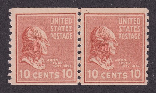 MATT'S STAMPS SCOTT #847 JOHN TYLER 10-CENT PREXIE JOINT LINE PAIR MNH CV$42.50
