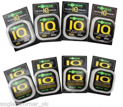Korda IQ IQ2 Flurocarbon Hooklink 20m 10lb, 12lb, 15lb, 20lb